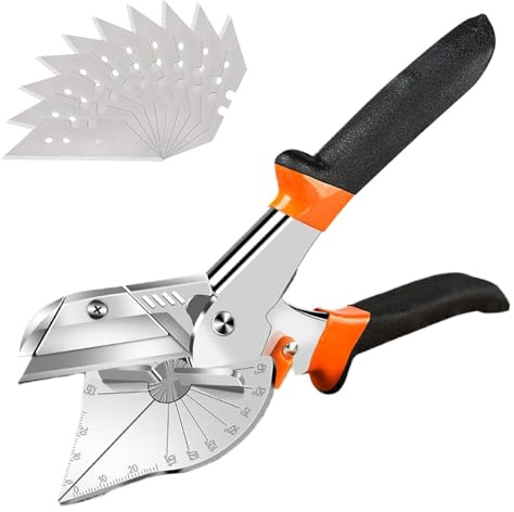 Wjelet Miter Shears, Venetian Blind Cutter, 45° to 135° Multi Angle Trim Cutter, Gasket Shear for Soft Wood, PVC, Plastic, Includes 10 Spare Blades