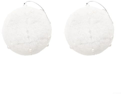 HEBEOT Décorations de Noël - Boules de Noël en peluche rose et blanche - Boules de Noël ornées de perles - Boules en peluche (blanc 10 cm)