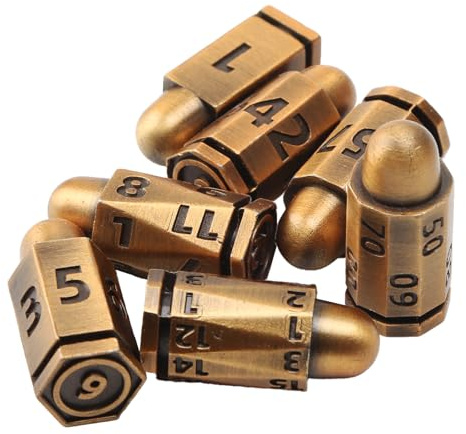 Yopption Bullet Würfel Set Metall, DND Dice Set 7 Stück, Dungeons and Dragons Würfel, Polyedrische Würfel Set D&D für Rollenspiele, Pathfinder, Dungeons and Dragons DND RPG MTG Tischspiele(Gold)