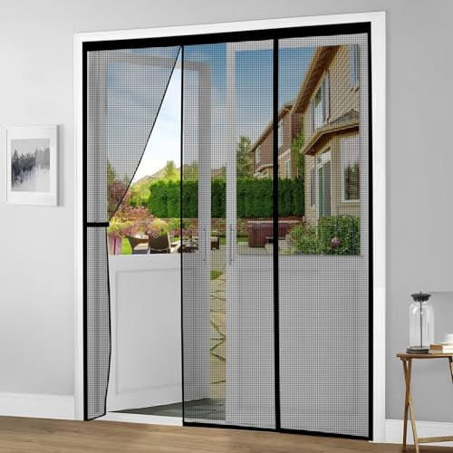 Rideau Moustiquaire Magnétique 205x280cm Noir Moustiquaire De Porte Camping Car Rideaux Anti Mouches pour Porte porte Coulissante de Terrasse