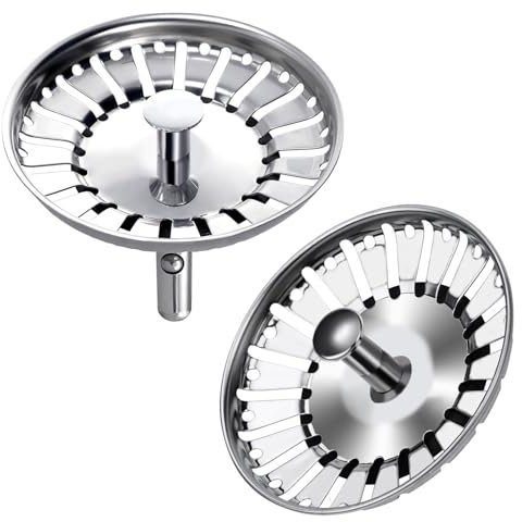 EHIOG 2Pcs Colador de Fregadero, tapón de desagüe de colador Grueso de Acero Inoxidable para Cocina (diámetro: 84 mm)