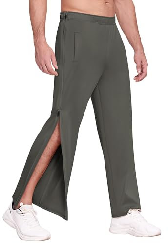 PINSPARK Trainingshose Herren Jogginghose seitlich zu öffnen Lang Laufhose mit Taschen Basketball Hose Freizeithose Schnellfickerhose Dunkelgrau XXL
