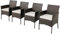 Rattan-Essgruppe für 4 Personen mit abnehmbaren Kissen, ergonomische Rückenlehne und Armlehnen, Allwetter-Weidenmöbel für Terrasse, Balkon, Hinterhof
