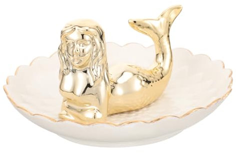 OATIPHO Keramisches Schmuck-tablett Mit Meerjungfrau-design Eleganter Schmuck Organizer Tray Für Ringe Halsketten Ohrringe Glatte Oberfläche Kompaktes Schmuck Display Tablett Dekoratives