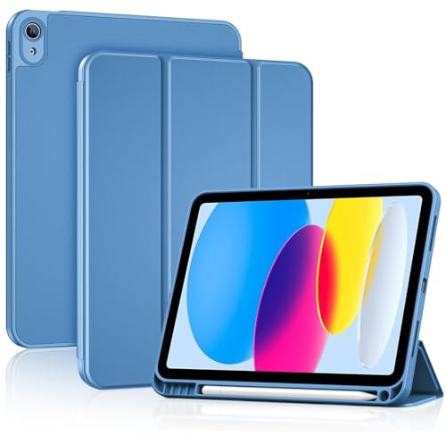 ProCase Funda para iPad (A16) 11th 2025 11/10th 2022 10.9, Case Slim Soporte Lápiz Protección Completa Antigolpes Carcasa Suave TPU+PU para iPad 11.ª/10.ª Generación 11/10.9 Pulgadas -Azul