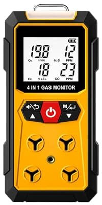 Gasmelder, Gasleckdetektor 4-in-1 (H2S, EX, O2, CO) – Zuverlässiger Sicherheitsmonitor for Zuhause und den Arbeitsplatz mit präziser Erkennung,Volle Sicherheit in Ihren Händen