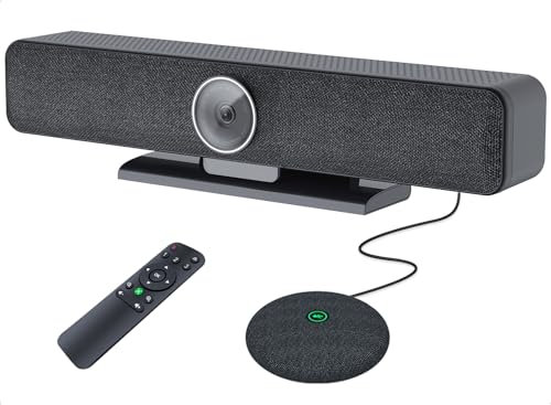Video Conferencing System, 4K Conference Room Camera with 4 Microphones & 1 Expansion Mic & Clear Voice Speaker, AI Face & Speaker Tracking, 120° FOV, PC/Mac/Laptop/Meetings/Teams/Zoom - Black