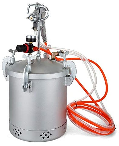 10L Carbon Steel Paint Pressure Pot with Adjustable Spray Gun 50-80psi Safety Valve for Automotive Refinishing Steel Structure Industrial Spraying UK