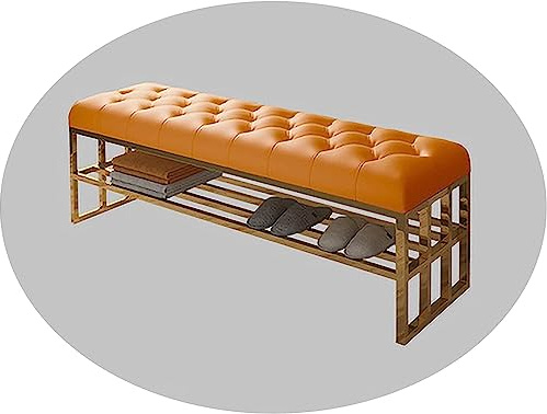Schuhbank für den Eingangsbereich, luxuriöser Wickelhocker aus Edelstahl, moderner Ledersofa-Hocker für Schlafzimmer und Eingang
