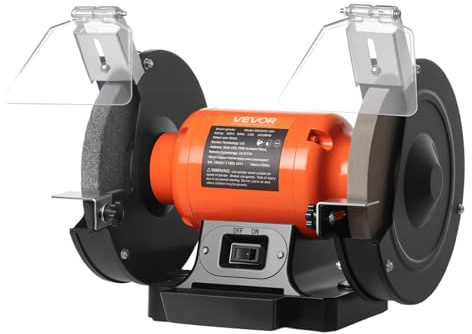 VEVOR Bench Grinder, 8-inch Single Speed Bench Grinder, 3450RPM High-Speed Table Grinders with 350W 3.0A Induction Motor, 36/60-Grit Grinding Wheel & Adjustable Eye Shield for Fast Sharpening Grinding