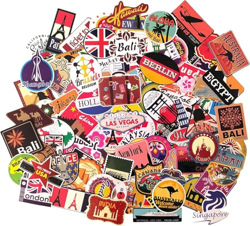 Reiseaufkleber Länder Städte Aufkleber Koffer Gepäck Taschen Vinyl Aufkleber Reise Scrapbooking Laptops Abziehbilder Reise Tourismus Berlin London Paris Brüssel