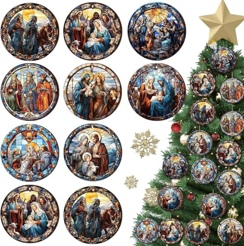 Shuanghao Adornos de Madera de Navidad, decoración Colgante de Halloween, Colgantes de Madera de belén con Cuerdas para Colgar, Bolas de día Festivo, Suministros de Fiesta para el hogar, Manualidades