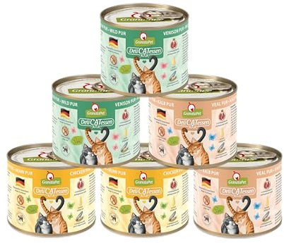GranataPet Delicatessen Multipack 2 PUR - ohne Lachs, 6 x 200g | Alleinfuttermittel, Getreidefrei, Ohne Zuckerzusatz, Taurin & Grünlippmuschel, Hoher Fleischanteil, Made in Germany