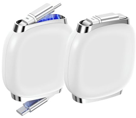 RUIZHI 240W USB C auf USB C Kabel Einziehbar USB C Ladekabel Schnellladekabel USB C Datenkabel Kompatibel für i-Phone i-Pad MacBook Galaxy S25 S24 (2er-Pack, Weiß