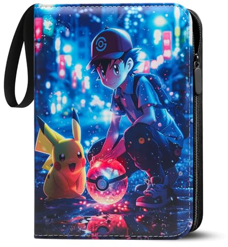 LYAILOOGXL Pokémon Sammelalbum 400 Karten - PVC-frei 50 Seiten | Wasserdichtes PU-Leder,Reißverschluss – kompatibel mit Scarlet & Violet, Sword & Shield – Für Sammler & Kinder ab 6 Jahren