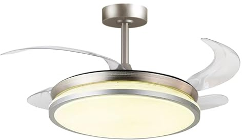 BEL AIR HOME DUNE Deckenventilator – ausklappbare Flügel – LED-Licht 36 W in 3 Lichttemperaturen – Fernbedienung – effizienter und leiser DC-Motor (Silber)