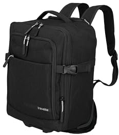 Travelite Rucksack KICK OFF, Laptopfach 15,6 Zoll, Handgepäck Rucksack mit Rollen und Teleskopgestänge, vielseitiger Reiserucksack, 30 x 40 x 20/23 cm, 24/28 L