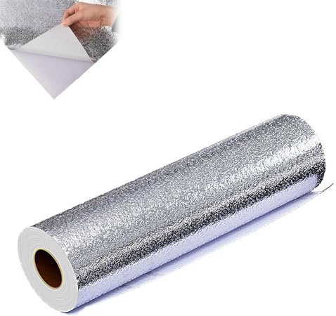 Kitchen Wallpaper Oil Proof Sticker Aluminum Foil Backsplash Self, Adhesive Contact Paper Cabinet Liner Waterproof Heat Resistant Peel Stick Wallpaper, for Kitchen Worktop Fridge Splashback (40CM*3M)