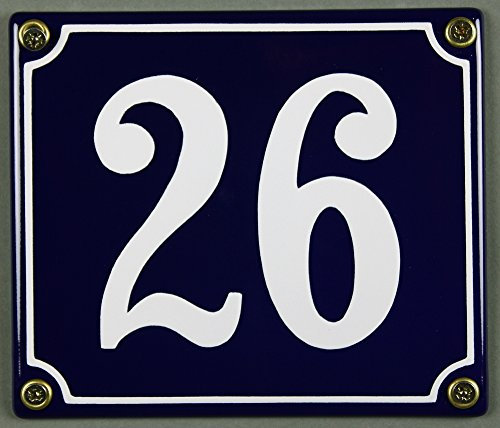 Buddel Bini Wetterfestes Emaille Hausnummernschild 26 12 x 14 cm, sofort lieferbar, blau