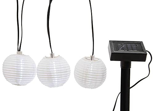 zeitzone LED Solar Lichterkette 10 Lampions Laternen Garten Party Weiß