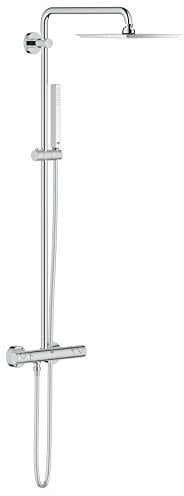 GROHE Euphoria 230 - Duschsystem mit Thermostatbatterie (Wandmontage, Sicherheitssperre bei 38°C, höhenverstellbar, Antikalk- System), chrom, 26187000