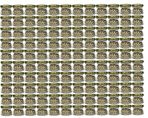 hocz 120er Set Sturzgläser Mini Gläser | Füllmenge 30 ml | Deckelfarbe Gold | To 43 Rundgläser Marmeladengläser Obstgläser Einweckgläser Honig Gläser Einmachgläser Portionsgläser Probiergläser Imker