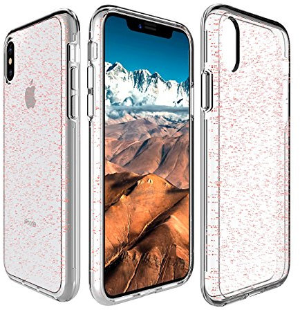 PIXFAB Apple iPhone X Bumper Harte Rückseite Stardust Glitzer Handyhülle Schutzhülle, Rose Gold, for Apple iPhone X