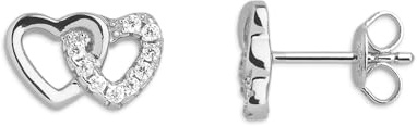 Xenox XS3740N Damen-Ohrstecker Herz 925 Sterling Silber Zirkonia weiß