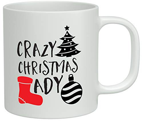 Shopagift Crazy Christmas Lady White 10oz Novelty Gift Mug Cup