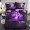 Purple Duvet Cover Set King Size Reversible Purple Rose Printed Bedding Quilt Cover with Zipper Closure, 3 Pieces, Soft Lightweight Microfiber 230x220cm