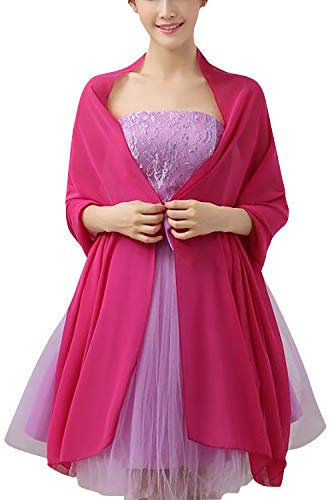 YAOMEI Mujer Bufanda Chales Estolas Gasa, Mujer Mantón Estolas Fulares Bufanda Pañuelo Bodas Nupcial Bridemaids Ropa de Noche Partido (76.8 * 43.3 Pulgadas (195cm * 110cm), Rose)