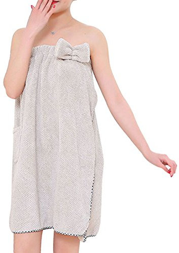 Damen Saunakilt Bademäntel Badetuch schnelltrocknend mit Gummizug Klettverschluss und Tasche Handtuch-Kleid weich komfortabel Saunatuch kurz Knielang Badekleid Sauna Pool Reise Spa Hochwertiger