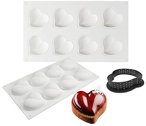 Moule à gâteau en Silicone, moules 3d pour Glace Chocolat Pâtisserie Dessert, Outil croustillant en forme de coeur en Plastique, 8 Trous Forme de tordus coeur