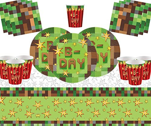 TNT Party Supplies Lot de 16 invités - TNT Assiettes carrées Gobelets en papier Couverture de table