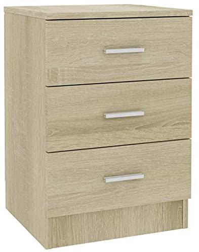 vidaXL Nachtschrank 3 Schubladen Nachttisch Nachtkonsole Nachtschränckchen Nachtkommode Couchtisch Sonoma-Eiche 38x35x56cm Holzwerkstoff