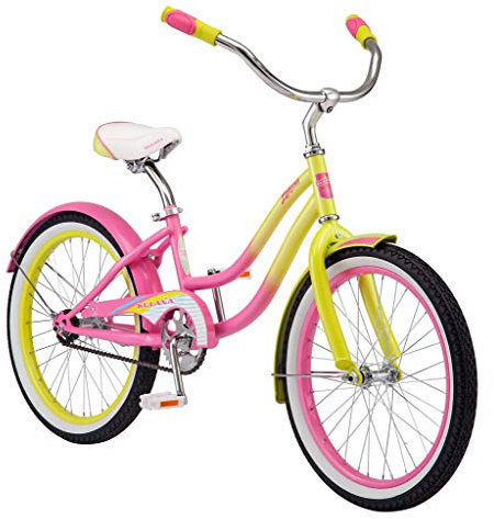Kulana Lakona R0901AZ Shore Youth Beach Cruiser Bike 50,8 cm (20 Zoll), Single Speed, Pink/Gelb