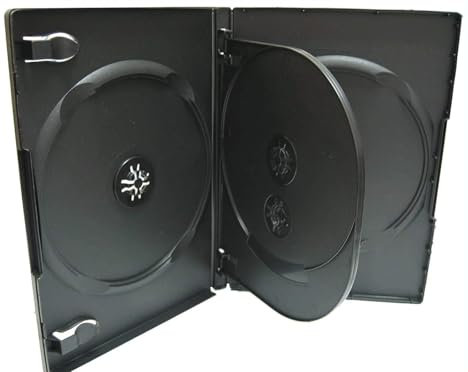 2 MegaDisc 14mm CD DVD Storage Case 4 Discs Black with Tray Quad Holder Box 2 Pack Premium Quality