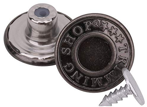 Trimming Shop 17mm Brass Jeans Button, Durable Tack Fastener Buttons with Aluminium Back Pins Rivet for Clothing Repairing, Denims, Jackets, Skirts, Gunmetal Black, 10pcs Set