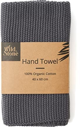 Wild & Stone | Toalla de Mano de Algodón Orgánico | Paño de Cocina Hogar | Toallas Ecológicas (Gris Pizarra)