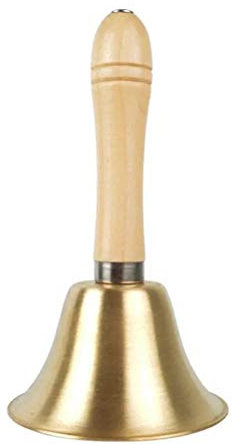 Handglocke, Messing Laute Rufglocke, Antike Ring Glocke mit Holzgriff für Hochzeitsbar Festival Abendessen Alarm Weihnachten Schule Hotelservice und Heimdekoration Kinderspielzeug