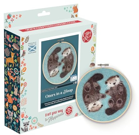 The Crafty Kit Company Needle Felting Craft Kit - Otters in a Hoop | 100% Corriedale Wool DIY Felt Craft Kit – Handmade Gift for Adults, Teens & Beginners | Age 10+