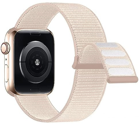 Lobnhot Cinturino Nylon Compatibile con Apple Watch 44mm 42mm 45mm 46mm, Sport Regolabile per iWatch Serie 10 9 8 7 SE 6 5 4 3 2 1, Rosa