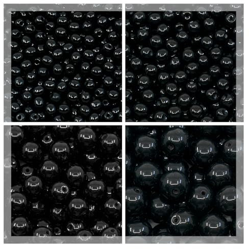 Ensemble de perles rondes en verre tchèque 3 mm, 4 mm, 6 mm, 8 mm, noir de jais 23980, total de 275 pièces