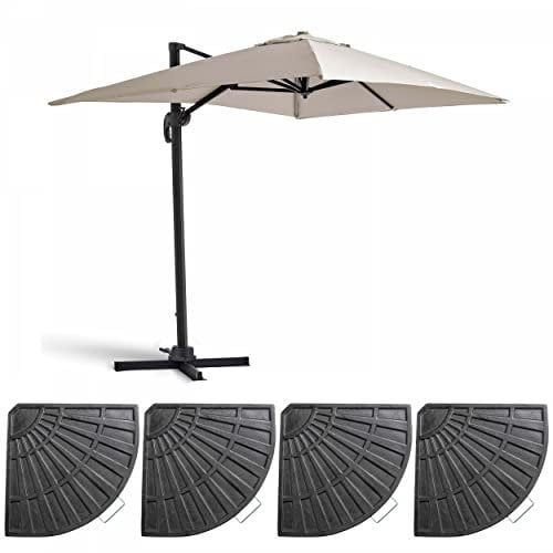 Oviala Parasol déporté 2x3 m et 4 Dalles lestées Aluminium Blanc