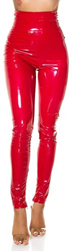 Koucla Glossy Extreme High Waist Latex Look Leggings M, Rot