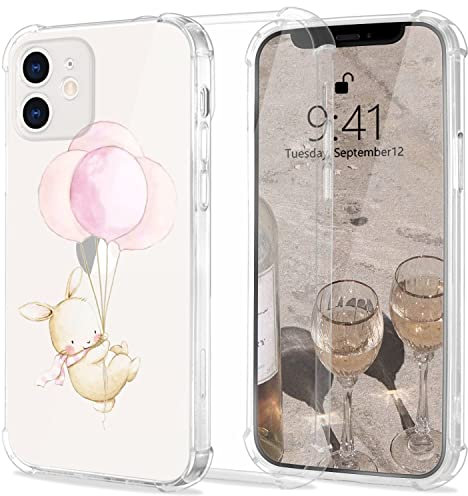 JOYLAND Couple Case for iPhone Xs/iPhone X Flying Bunny Phone Case for Couples Full Protective Anti-Scratch TPU Soft Bumper Rabbit Matching Cover Shell Compatible for iPhone Xs/iPhone X