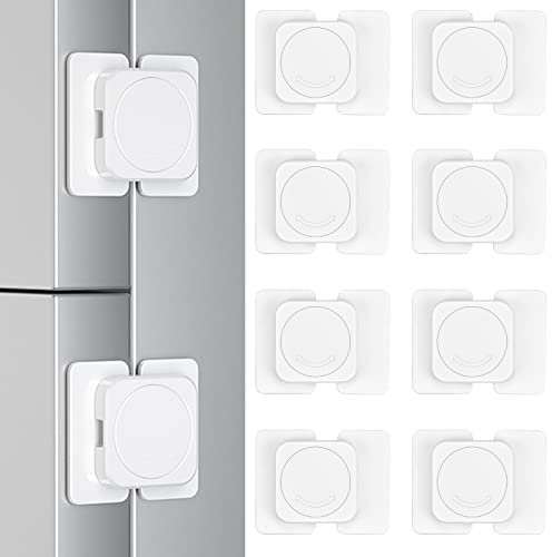 iRenXiao 8 Stück Kindersicherung für Schrank und Schubladen, mit Starkem 3M Kleber ohne Bohren, Kinder Sicherheitsverschlüsse für Schränke, Schubladen, Kühlschrank, Toilettensitz, Baby Locker (Weiß)