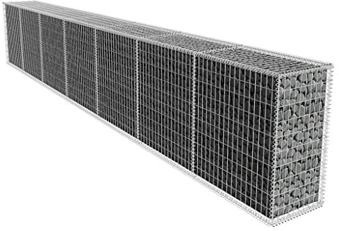 Gartenzaun Maschendraht, Gabionenwand mit Abdeckung Verzinkter Stahl 600x50x100 cm für Heimwerker Lüftung Filter Sicherheit Fenster Garten usw