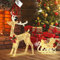 GYMAX LED Rentier mit Schlitten, glühende Weihnachtsdekoration mit warme Lichtern & solide Konstruktion mit Bodenspikes, Weihnachtsfigur mit goldenes Netz, Weihnachtsbeleuchtung für außen und innen