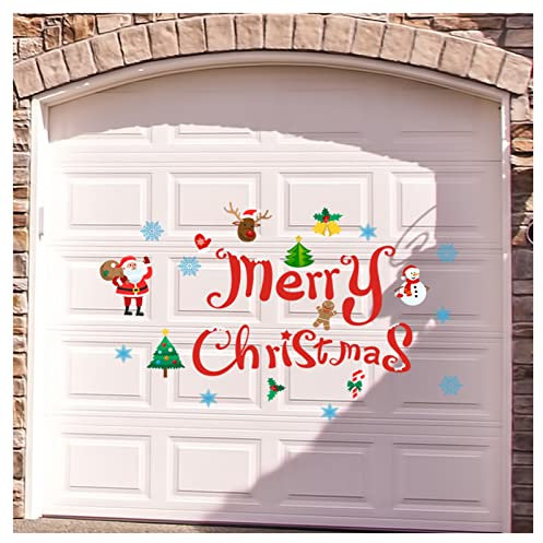 KAISUN Christmas Decoration Garage Door, Reusable PVC Stickers Sticker Holiday for Fridge Window Wall Door Party Decoration, Santa Claus Elk Aufkleber (Color : TYP-5)
